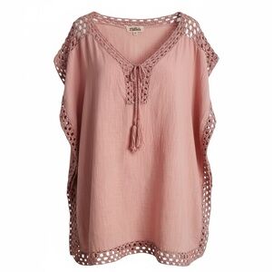 Listicle Women's Size Medium Pink Crochet Swim/Beach Cover Up Cotton